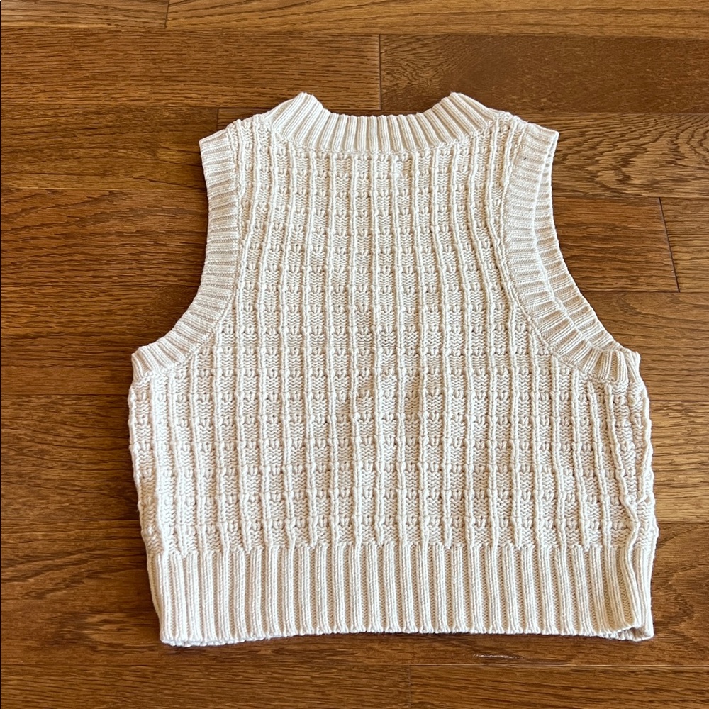 Pacsun LA Hearts XS cream ribbed sweater vest sleeveless cropped length - Picture 4 of 4